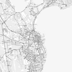 Obraz premium Odessa Area Map with Labels and Neighborhoods - One color, minimalistic design