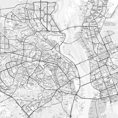 Obraz premium Kiev Area Map with Labels and Neighborhoods - One color, minimalistic design