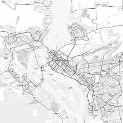 Zaporizhia Area Map with Labels and Neighborhoods - One color, minimalistic design