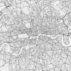 London Area Map with Labels and Neighborhoods - One color, minimalistic design