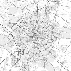 Leicester Area Map with Labels and Neighborhoods - One color, minimalistic design