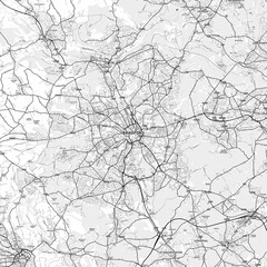 Bradford Area Map with Labels and Neighborhoods - One color, minimalistic design