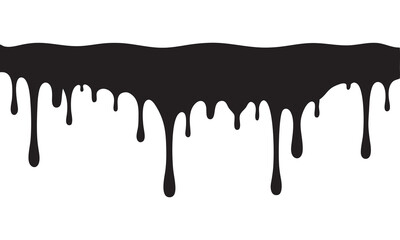  Thick Black Liquid Drip Vector, Black paint dripping down a white background creates a striking contrast