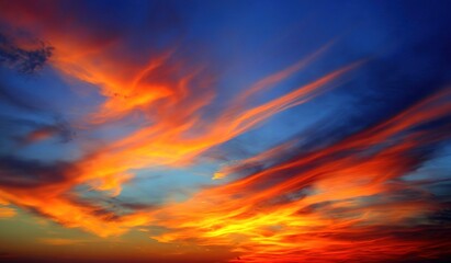 Fototapeta premium Colorful Sunset Sky With Dramatic Clouds