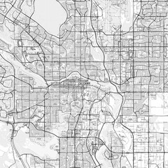 Calgary Area Map with Labels and Neighborhoods - One color, minimalistic design