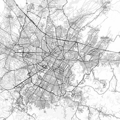 Puebla Area Map with Labels and Neighborhoods - One color, minimalistic design