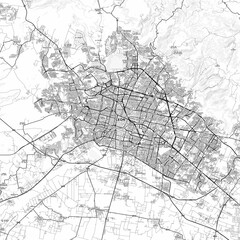 Fototapeta premium León Area Map with Labels and Neighborhoods - One color, minimalistic design