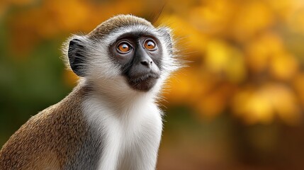 Obraz premium Monkey portrait autumn background