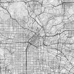 Los Angeles Area Map with Labels and Neighborhoods - One color, minimalistic design