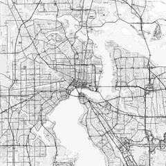 Jacksonville Area Map with Labels and Neighborhoods - One color, minimalistic design