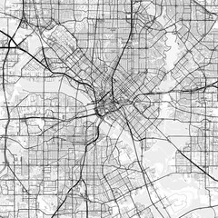 Dallas Area Map with Labels and Neighborhoods - One color, minimalistic design