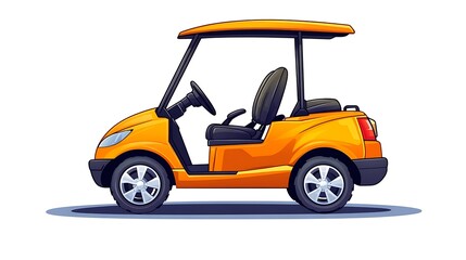 clipart style golf car with two seats sunroof cartoonish proportions clean white background flat vector style