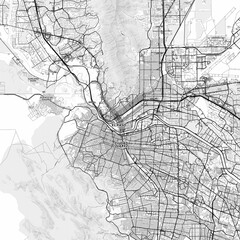 El Paso Area Map with Labels and Neighborhoods - One color, minimalistic design