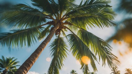 Fototapeta premium Coconut Palm with Empty Copy Space for Text