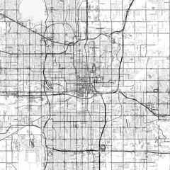 Oklahoma City Area Map with Labels and Neighborhoods - One color, minimalistic design