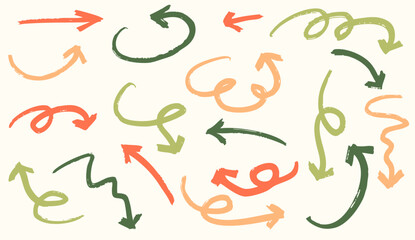 手書きの矢印のイラストセット カラー