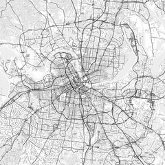 Naklejka premium Nashville Area Map with Labels and Neighborhoods - One color, minimalistic design