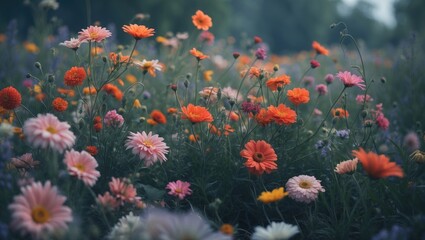 Obraz premium The Beautiful Summer Flowers with Empty Copy Space for Text