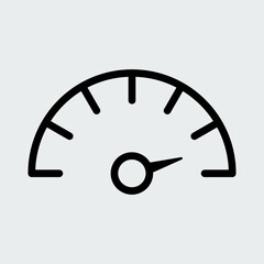 Speedometer icon. Dashboard or Gauge sign. Scale, tachometer symbol. Editable stroke design
