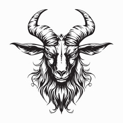Goat Face Vector. Angry goat head vector illustration on white background.