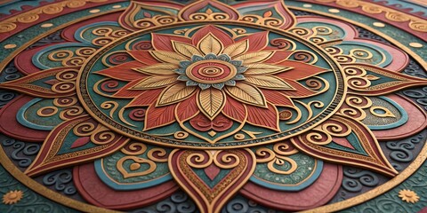 Detailed 3D Floral Mandala Art, Intricate Design , Sacred Geometry