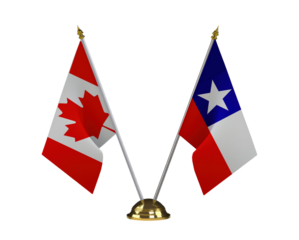 Table flag of Canada and Chile isolated on white background