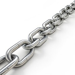 Obraz premium Silver Metal Chain Interlocked Strength on White ,security ,link