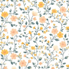 Delicate Floral Pattern On White Background