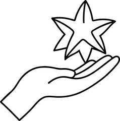 Thin line star icon representing excellence, recognition, and success.