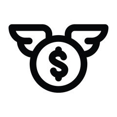 Simple Flying Money outline icon. The icon can be used for websites, print templates, presentation templates, illustrations, etc	
