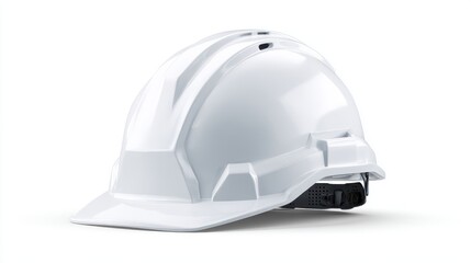 Fototapeta premium A stunning image of isolated white construction helmet in a mockup style, front-facing and centered against a clean white background. Ideal for projects focused on safety.