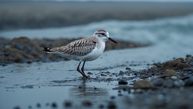 A tridactyl or white sandpiper at the river mouth where the Ria forms.