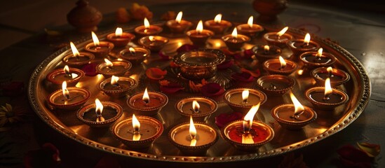 illustation of Happy Diwali, festival of lights tradition Diya oil lamps. Indian biggest festival