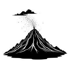 Volcanic mountain with lava trails at night © Sarfaraz
