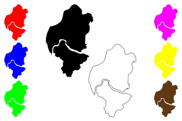 Samarinda city (Republic of Indonesia, Region Kalimantan) map vector illustration, scribble sketch Samarinda map