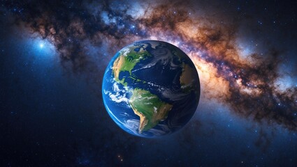 Fototapeta premium Blue Earth in space with room for text.