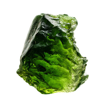 A rare moldavite tektite with a translucent green glassy appearance