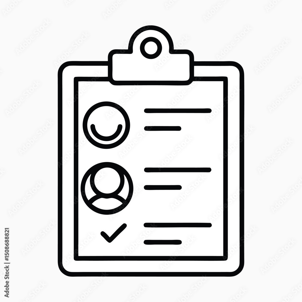 Poster line art icon of checklist with user profile for website or app