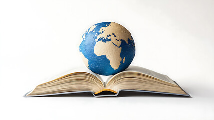 Globe Resting on an Open Book, Symbolizing Global Knowledge and Education