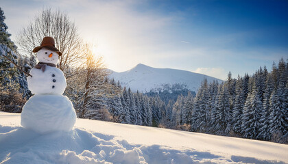 Obraz premium snowman in a winter wonderland