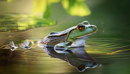 reflection background frog in pond