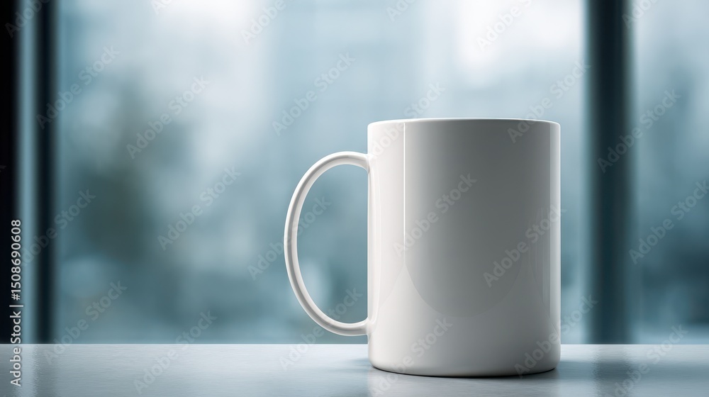 Poster a stunning image of clear image of an empty white ceramic mug on a see-through background, great for