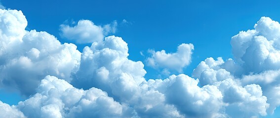 Vast Blue Sky With Fluffy White Clouds