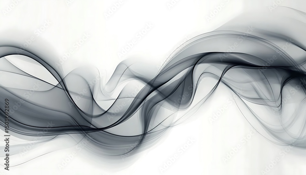 Poster abstract design of swirling smoke. dark grey smoke patterns float smoothly. wispy smoke shapes form 