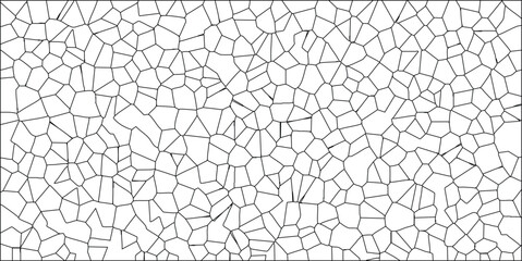 Abstract geometric pattern of irregular polygons forming a mosaic-like design with varying shapes and sizes in black lines on a white background
