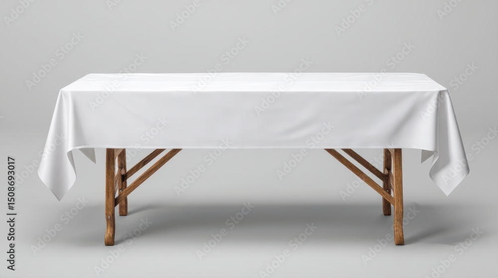Poster a stunning image of white plastic tablecloth mockup that combines practicality with a clean design f