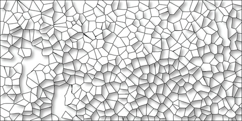 Abstract geometric pattern of voronoi cells and polygons forming an irregular cellular background or texture in black lines on a white canvas.