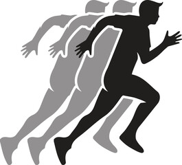 Seattle Marathon Joggers Vector Silhouette Rainbow