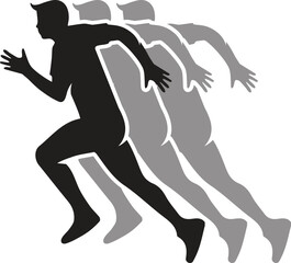 Seattle Marathon Joggers Vector Silhouette Rainbow