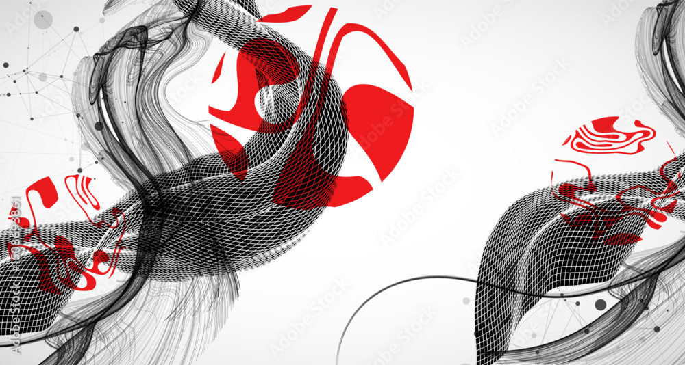 Leinwandbilder the abstract wave art background is made in a frame style. template for science and technology prese